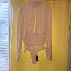 Fashion Nova Cream Long Sleeve Bodysuit